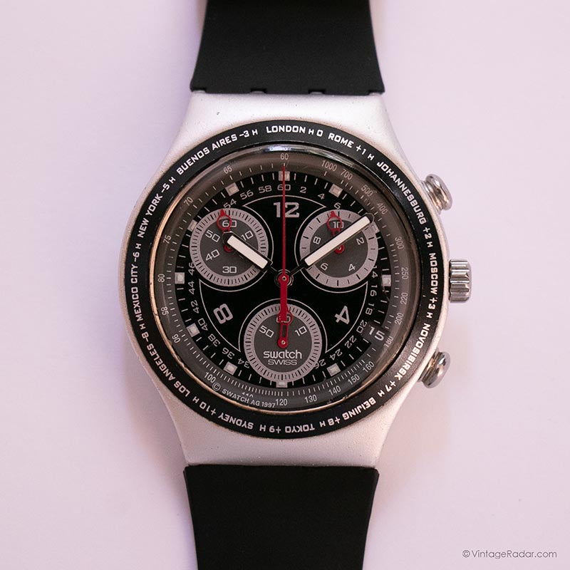 ビンテージ　SWATCH IRONY クロノグラフ ブラック/ホワイト swatch - オールド スウォッチ 腕時計 アイロニー クロノグラフ