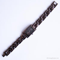 Quadrante nero vintage Armitron Guarda | Orologio da donna in acciaio inossidabile marrone