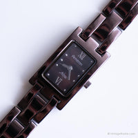 Dial negro vintage Armitron reloj | Damas de acero inoxidable marrón reloj