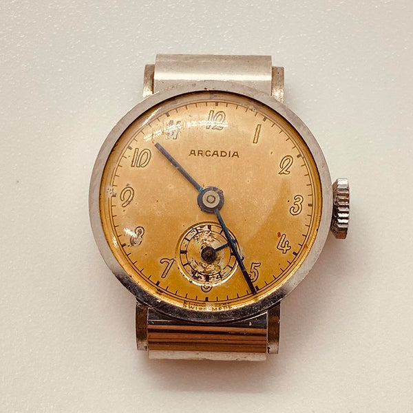 ساعة Arcadia Swiss Made 15 جوهرة لقطع الغيار والإصلاح - لا تعمل