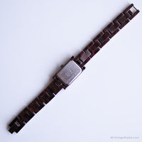 Dial negro vintage Armitron reloj | Damas de acero inoxidable marrón reloj