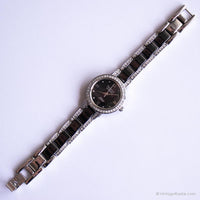 Vintage Schwarz Armitron Keramik Uhr | Kristallkleid Uhr für Sie