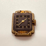 Rechteckige Art-Deco-Gold Uhr Für Teile & Reparaturen - nicht funktionieren