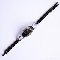 Negro vintage Armitron reloj para ella | Elegante reloj con cristales