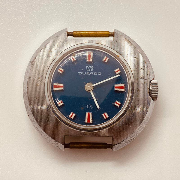 ساعة Ducado 17 Jewels Rare ذات الطلب الأزرق لقطع الغيار والإصلاح - لا تعمل