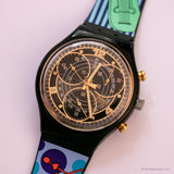 Antiguo Swatch Chrono Recuento de SCB113 reloj | 1995 Black Chrono Swatch