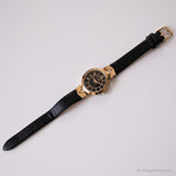 Quadrante nero vintage Armitron Guarda | Elegante orologio da tono d'oro per le donne