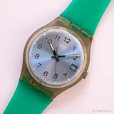 2004 Swatch GM415 Blue Choco montre | Date de quartz suisse bleu Swatch