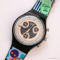 Jahrgang Swatch Chrono SCN102 Silver Star Uhr | 90er Schweizer Quarz