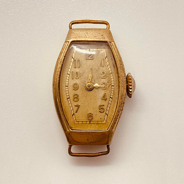 1930 Art Deco German Gold-Plated reloj Para piezas y reparación, no funciona