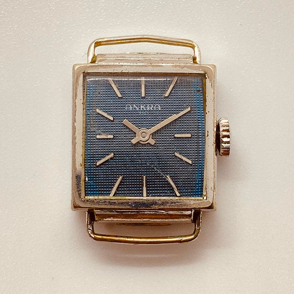 Rectangular Blue Dial Ankra 17 Jewels Watch for Parts & Repair - NOT WORKING