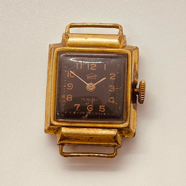 1950er Jahre Art Deco 15 Rubis Deutsch Gold verpackt Uhr Für Teile & Reparaturen - nicht funktionieren