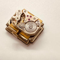 ART DECO degli anni '50 15 Orologio placcato in oro tedesco Rubis per parti e riparazioni - Non funziona