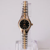 Vintage pequeño dos tonos Armitron reloj | Damas de la muñeca de dial negro