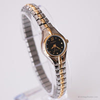 Vintage Small Two-tone Armitron Watch | Ladies Black Dial Wristwatch