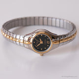 Small à deux tons vintage Armitron montre | Mesdames Black Dial Wristwatch