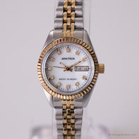 Vintage Pearl Dial Luxury Watch by Armitron | Two-tone Date Watch