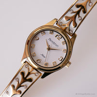 Antiguo Armitron Vestido reloj para ella | Tono dorado reloj con cristales