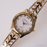 Jahrgang Armitron Kleid Uhr für sie | Gold-Ton Uhr mit Kristallen