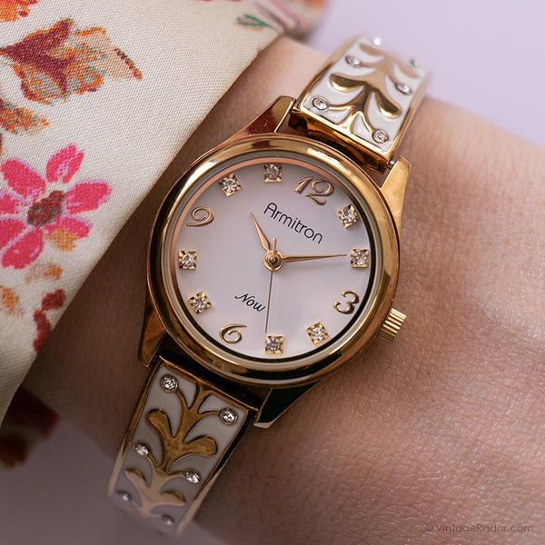 Vintage Armitron Dress Watch for Her | Gold-tone Watch with Crystals Vintage Armitron Dress Watch for Her | Gold-tone Watch with Crystals