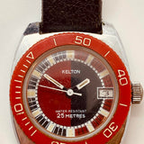 Dial rojo raro Kelton por Timex Racing French reloj Para piezas y reparación, no funciona