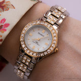 Lujo de dos tonos vintage reloj para mujeres | Armitron Vestido de cristal reloj