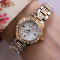 Vintage zweifarbiger Luxus Uhr für Frauen | Armitron Kristallkleid Uhr