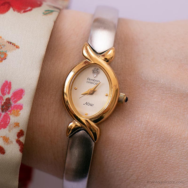 Gold Armitron Diamond Watch Diamond Quartz Watches Vintage