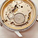 Ingersoll Dial blanco hecho suizo reloj Para piezas y reparación, no funciona