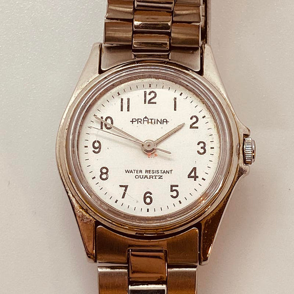 Pratina Cuarzo alemán de Dial White reloj Para piezas y reparación, no funciona