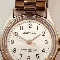 Pratina Quartz allemand à cadran blanc montre pour les pièces et la réparation - ne fonctionne pas