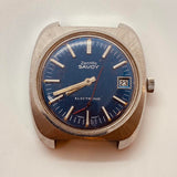Cadran bleu Zentra Savoy Electronic Swiss montre pour les pièces et la réparation - ne fonctionne pas