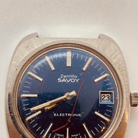 Blue Dial Zentra Savoy Electronic Swiss Watch for Parts & Repair - NOT WORKING