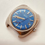Blue Dial Zentra Savoy Electronic Swiss Watch for Parts & Repair - NOT WORKING