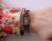 Vintage Black Dial Armitron Watch | Ladies Brown Stainless Steel Watch