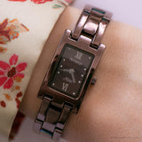 Vintage Black Dial Armitron Uhr | Damen braune Edelstahl Uhr