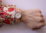 Orologio da moda chic vintage Armitron | Orologio per bracciale in ceramica rosa