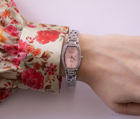 Vintage Pink Dial Armitron Uhr | Armband Uhr mit rosa Kristallen