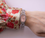 Quadrante rosa vintage Armitron Guarda | Orologio bracciale con cristalli rosa