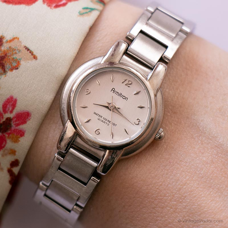 Stainless Steel Armitron Watch Vintage Tetra™ 36mm, Silver/Red