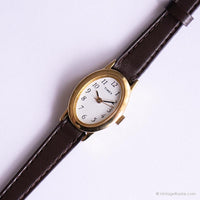 Tono de oro vintage Timex reloj para mujeres | Dial blanco elegante reloj