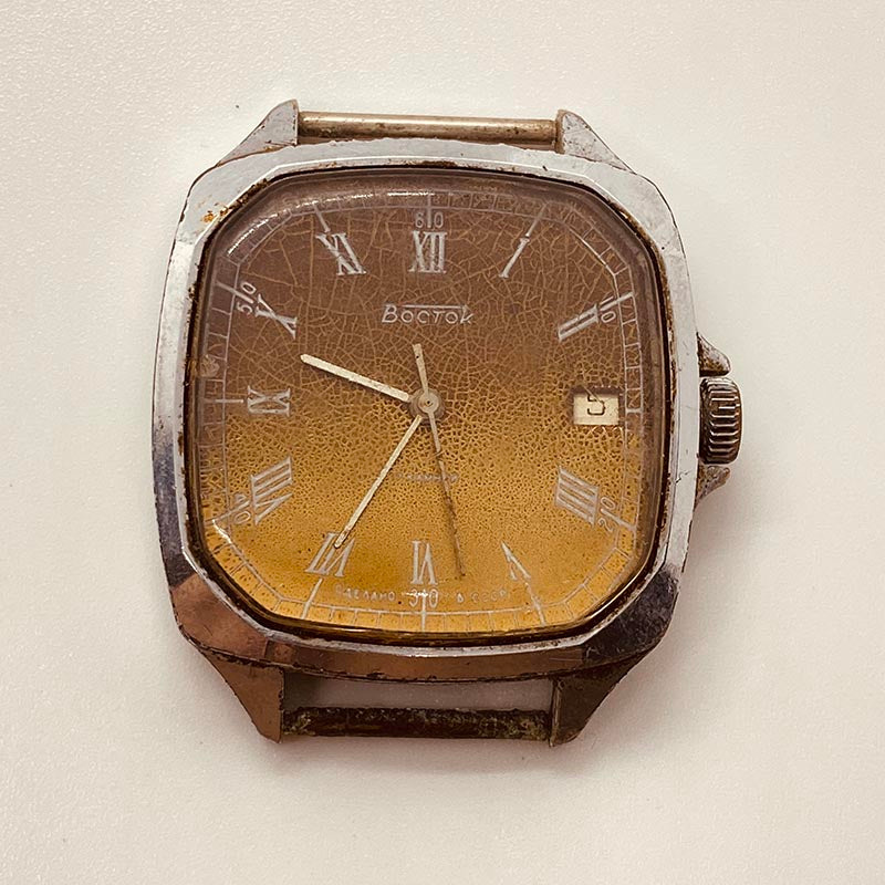 【中古】 Russian Masterpieces Rectangular Vostok Russian Mechanical Watch for Parts
