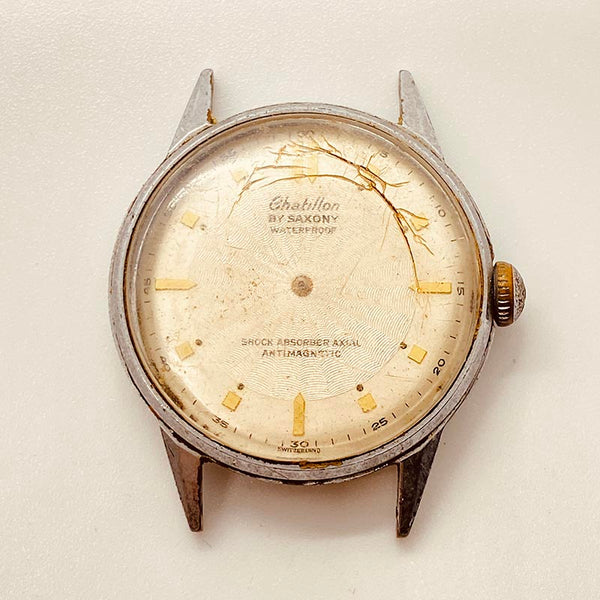 Chatillon par Saxe 17 Jewels Swiss montre pour les pièces et la réparation - ne fonctionne pas
