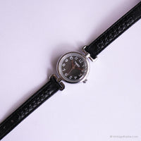 Dial negro vintage Timex reloj | Tono plateado casual reloj para damas