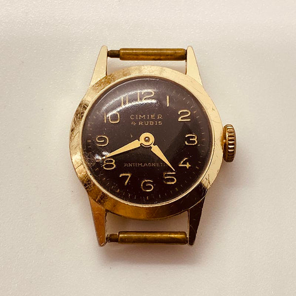 Black Dial Cimier 4 Rubis Watch for Parts & Repair - NOT WORKING