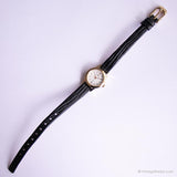 Vintage Gold-Ton Timex Uhr für Frauen | Schwarzes Gurt elegant Uhr