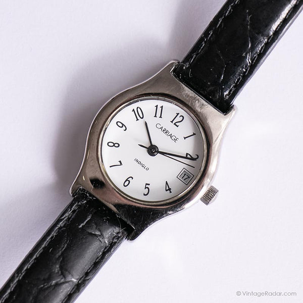 Vintage -Kutsche von Timex Uhr | Silberton-Büro Uhr für Frauen
