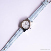 Dial redondo vintage reloj por carro | Damas correa azul casual reloj