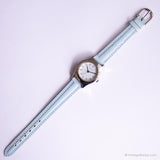 Dial redondo vintage reloj por carro | Damas correa azul casual reloj