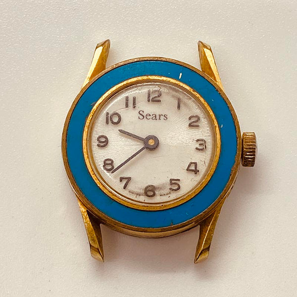 Sears Swiss Made Blue Bezel Watch for Parts & Repair - NOT WORKING
